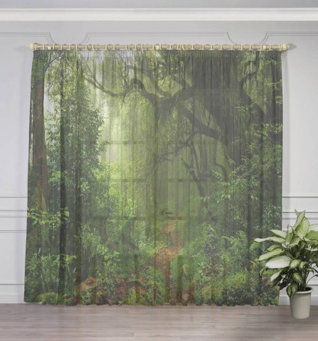 картинка 3D Тюль на окна "Тропический лес" | интернет-магазин фотообоев ARTDECO