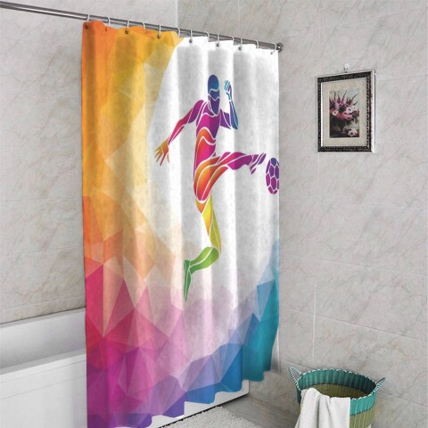 картинка Штора для ванной «Красочный футболист» | интернет-магазин фотообоев ARTDECO