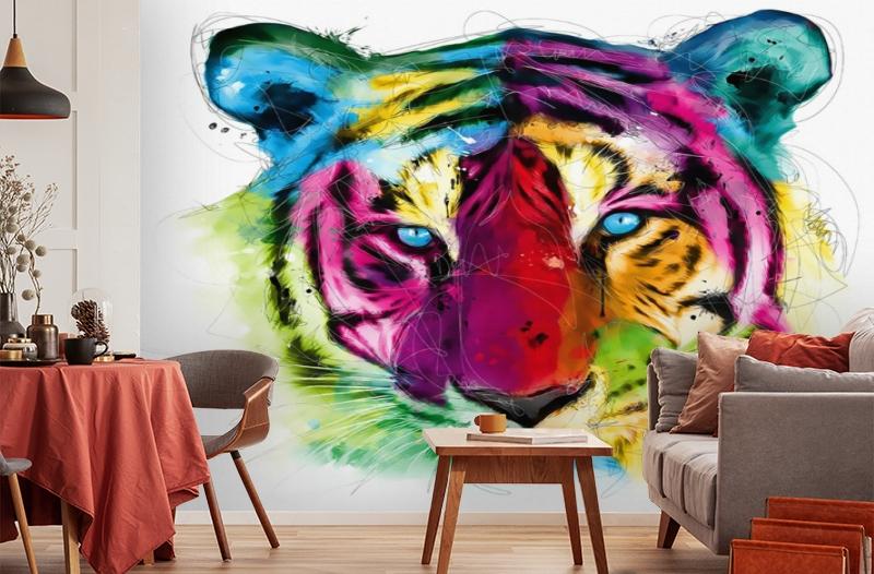 картинка 3D Фотообои «Красочный тигр» | интернет-магазин фотообоев ARTDECO