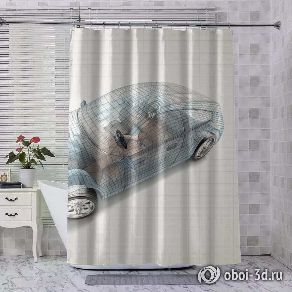 картинка Шторы для ванной «Авто 3D модель» | интернет-магазин фотообоев ARTDECO