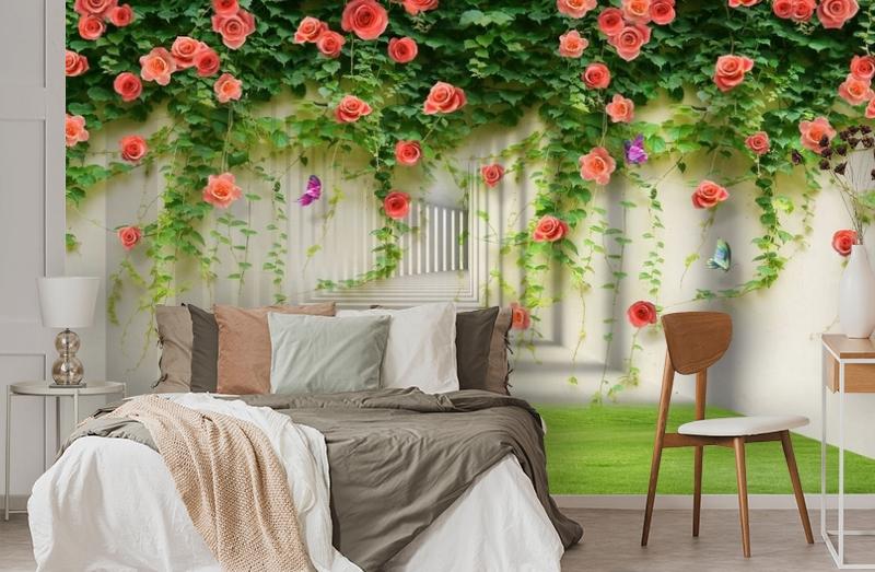 картинка 3D Фотообои «Тоннель с лианами роз» | интернет-магазин фотообоев ARTDECO
