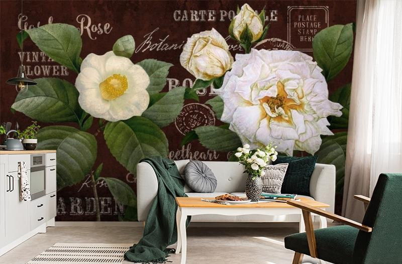 картинка 3D Фотообои «Винтажные чайные розы» | интернет-магазин фотообоев ARTDECO
