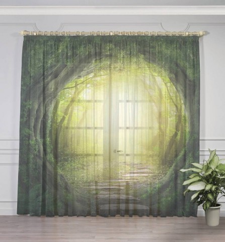 картинка 3D Тюль на окна "Тоннель из деревьев" | интернет-магазин фотообоев ARTDECO