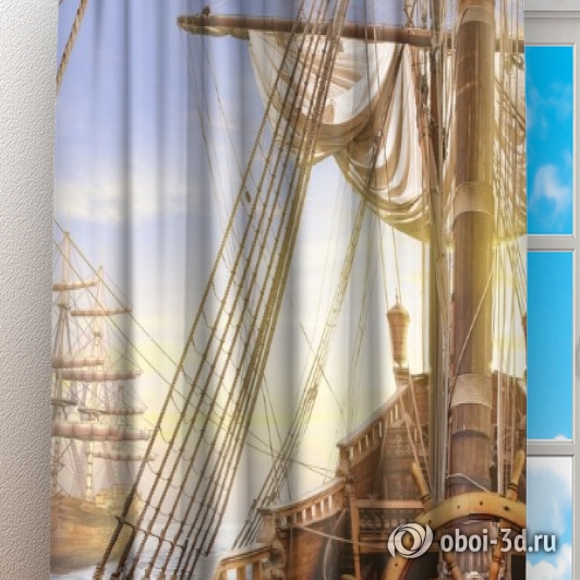 картинка Фотошторы «Штурвал пиратского корабля» | интернет-магазин фотообоев ARTDECO