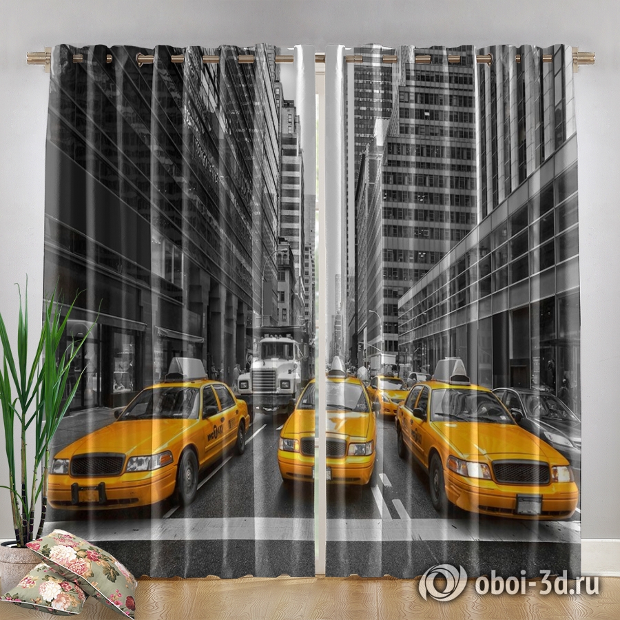 картинка Фотошторы «Такси Нью-Йорка» | интернет-магазин фотообоев ARTDECO