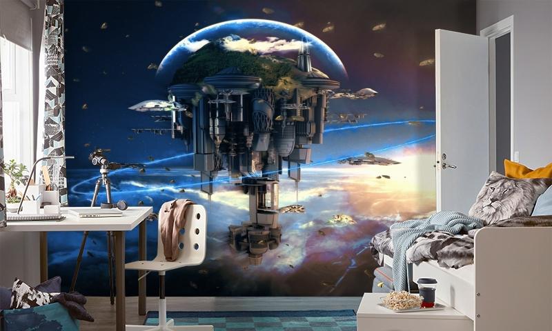 картинка 3D Фотообои «Футуристический космический замок» | интернет-магазин фотообоев ARTDECO