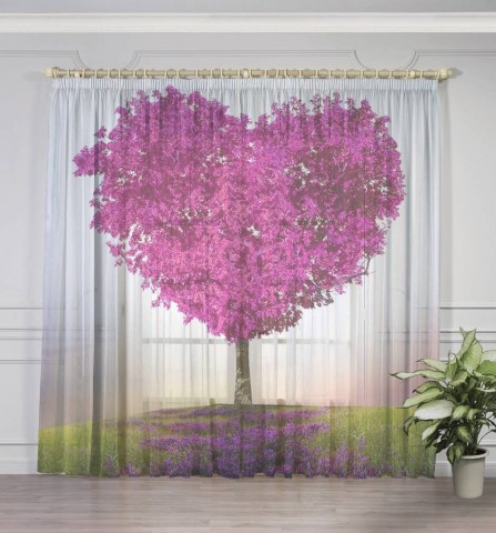 картинка Тюль для штор "Дерево - большое сердце" | интернет-магазин фотообоев ARTDECO