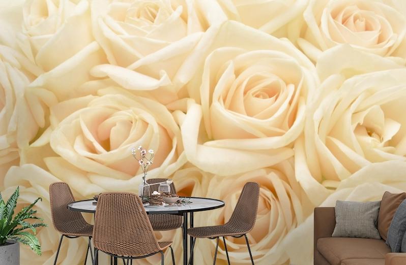 картинка 3D Фотообои «Ковер из бежевых роз» | интернет-магазин фотообоев ARTDECO