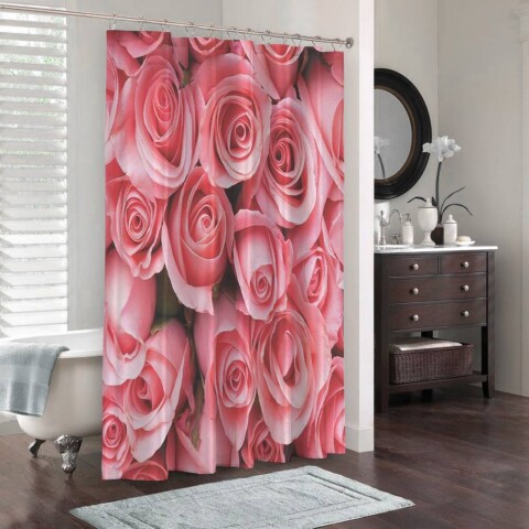 картинка 3D фотоштора для ванной «Обилие роз» | интернет-магазин фотообоев ARTDECO