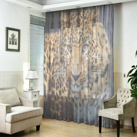 картинка 3D тюль "Красивый леопард" | интернет-магазин фотообоев ARTDECO