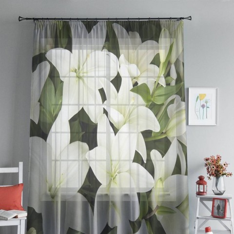 картинка 3D Тюль на окна "Белоснежные лилии" | интернет-магазин фотообоев ARTDECO