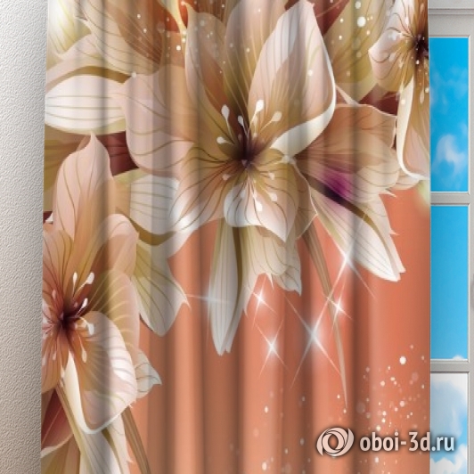 картинка Фотошторы «Персиковая инсталляция с цветами» | интернет-магазин фотообоев ARTDECO