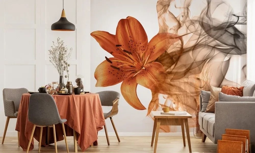 картинка 3D Фотообои «Огненная лилия» | интернет-магазин фотообоев ARTDECO