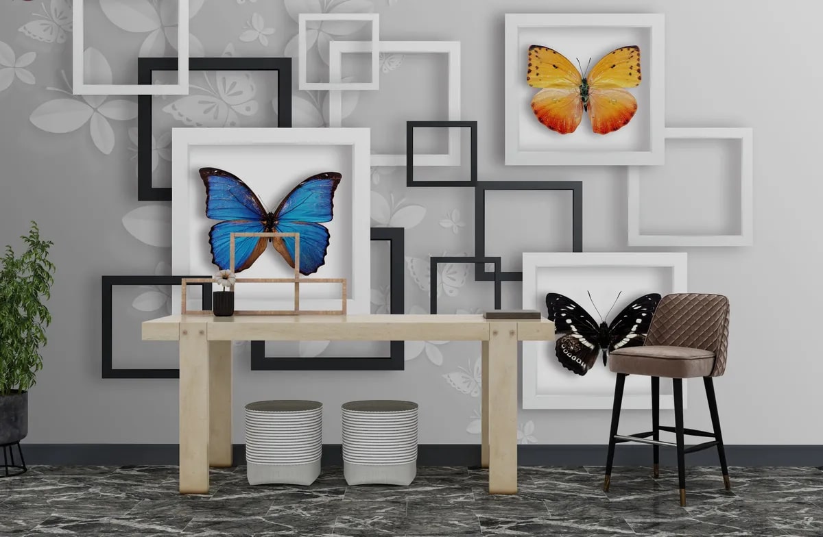 картинка 3D Фотообои «Коллекция бабочек» | интернет-магазин фотообоев ARTDECO
