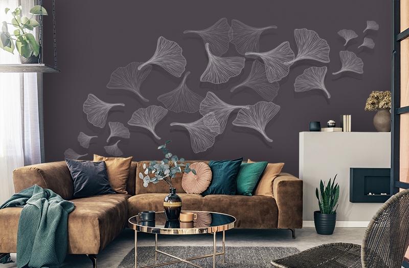 картинка 3D Фотообои «Летящие зонтики на антрацитовом фоне» | интернет-магазин фотообоев ARTDECO
