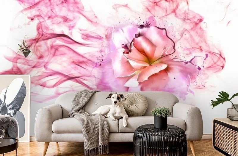 картинка 3D Фотообои «Перламутровая роза в розовой дымке» | интернет-магазин фотообоев ARTDECO
