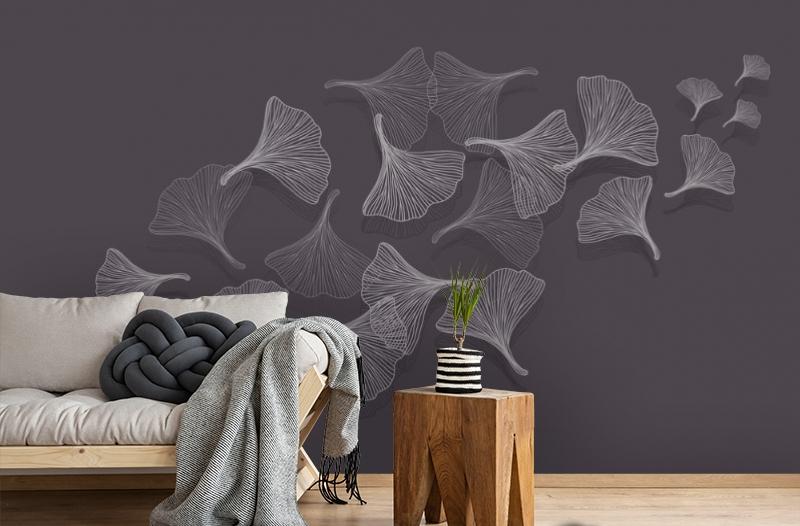картинка 3D Фотообои «Летящие зонтики на антрацитовом фоне» | интернет-магазин фотообоев ARTDECO