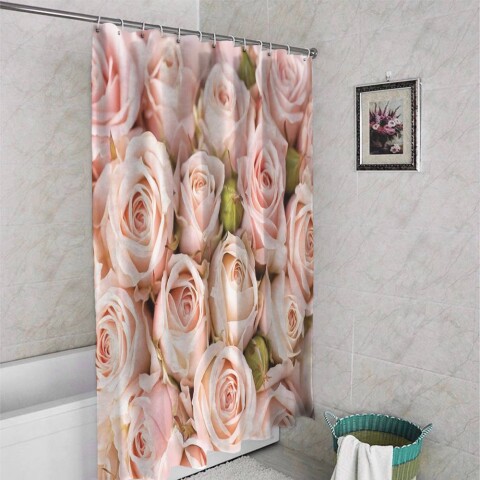 картинка Штора для ванной «Кремовые розы» | интернет-магазин фотообоев ARTDECO