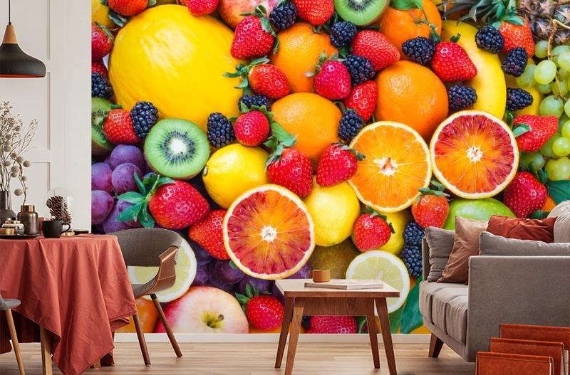 картинка 3D Фотообои «Цитрусы с ягодами» | интернет-магазин фотообоев ARTDECO