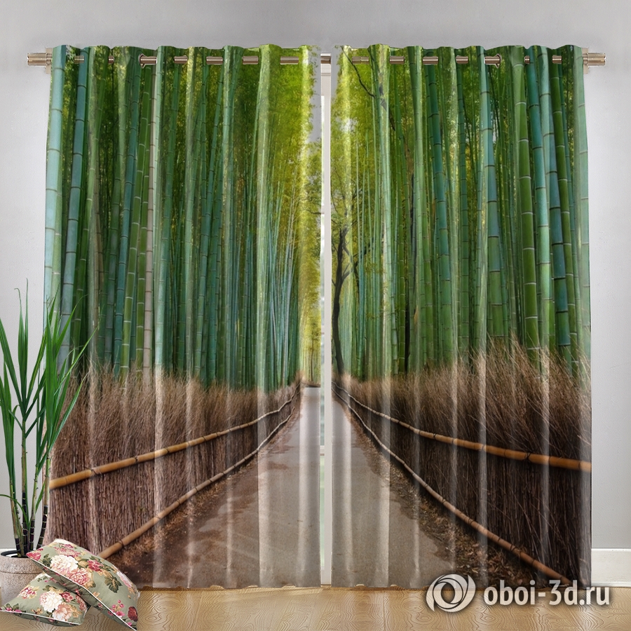 картинка Фотошторы «Дорога через бамбук» | интернет-магазин фотообоев ARTDECO