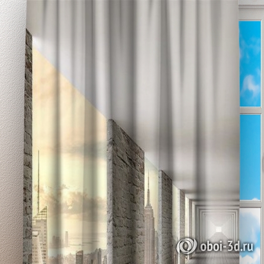 картинка Фотошторы «Открытый тоннель с видом на небоскребы» | интернет-магазин фотообоев ARTDECO