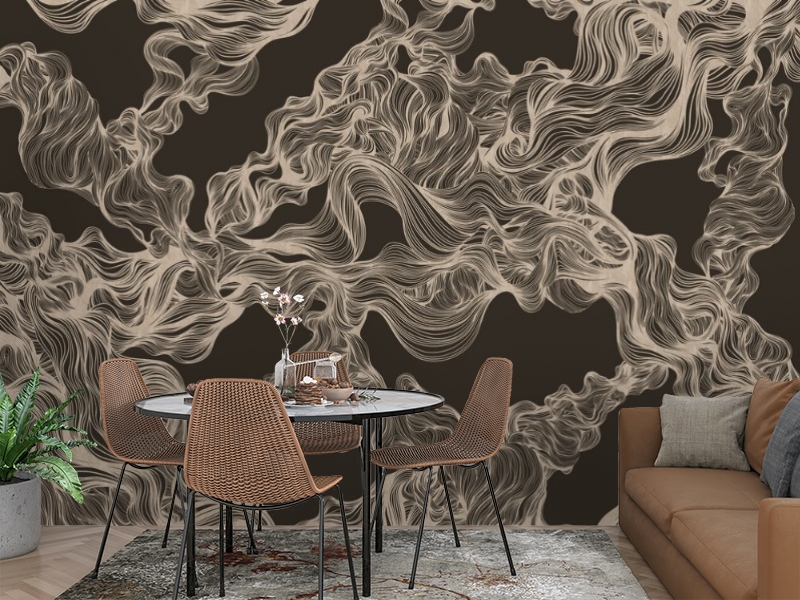 картинка 3D Фотообои «Переплет из линий в кофейных тонах» | интернет-магазин фотообоев ARTDECO