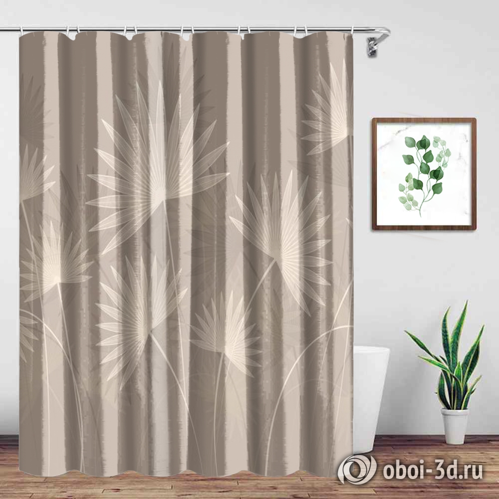 картинка Шторы для ванной «Пальмовые листья в карамельных оттенках» | интернет-магазин фотообоев ARTDECO