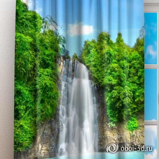 картинка Фотошторы «Водопад с кувшинкой» | интернет-магазин фотообоев ARTDECO