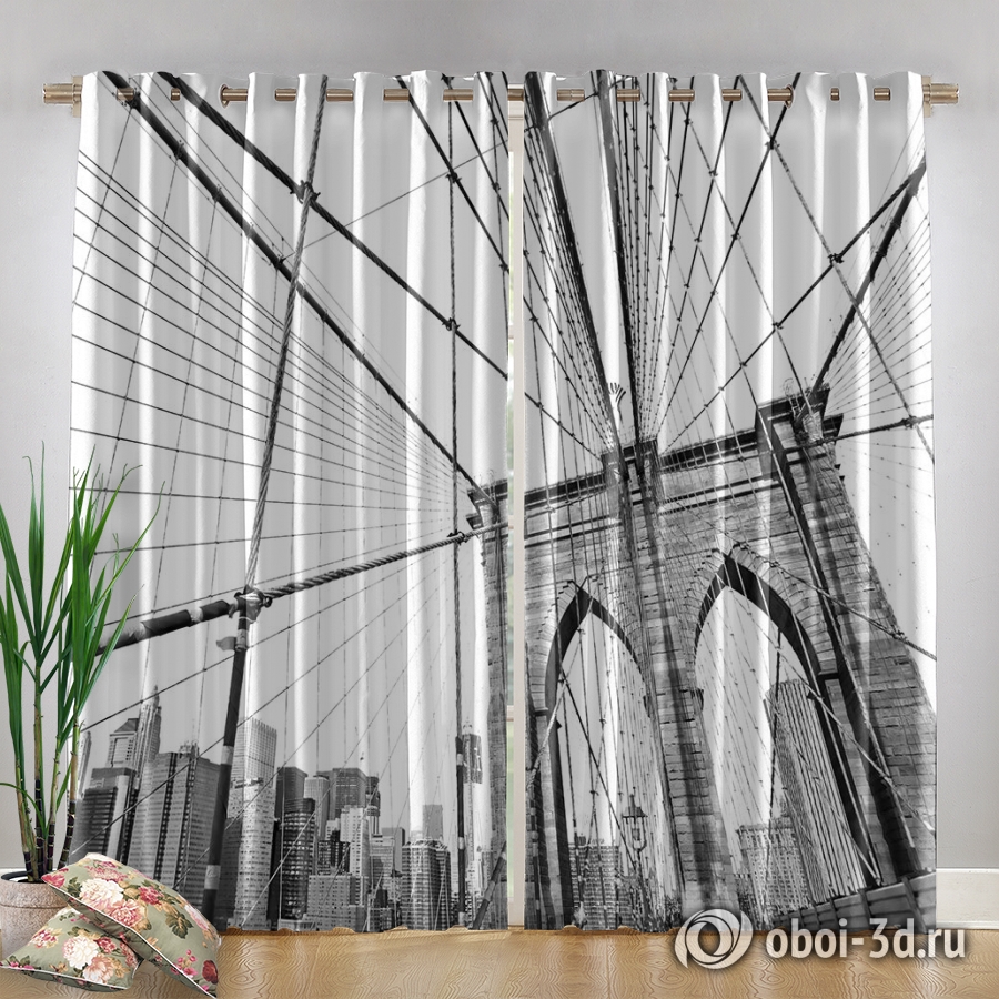 картинка Фотошторы «Мост Нью-Йорка» | интернет-магазин фотообоев ARTDECO