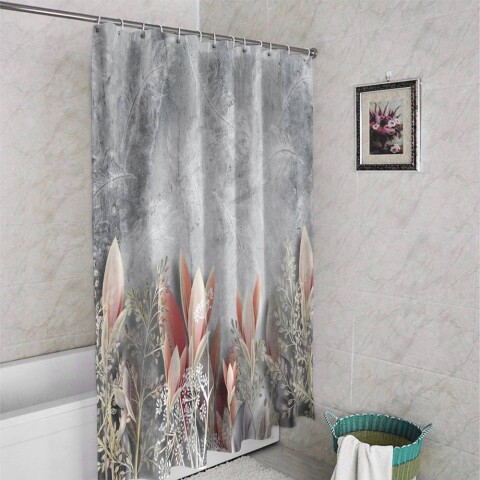 картинка 3D штора в ванную комнату «Коралловые соцветия» | интернет-магазин фотообоев ARTDECO