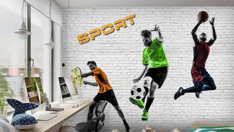 картинка 3D Фотообои «Спортивный коллаж» | интернет-магазин фотообоев ARTDECO