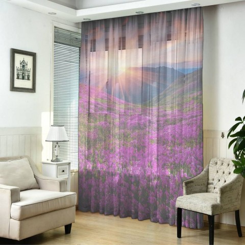 картинка Тюль для штор "Рассвет на цветочной поляне" | интернет-магазин фотообоев ARTDECO