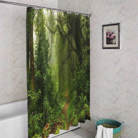 картинка 3D штора для ванны «Тропический лес» | интернет-магазин фотообоев ARTDECO