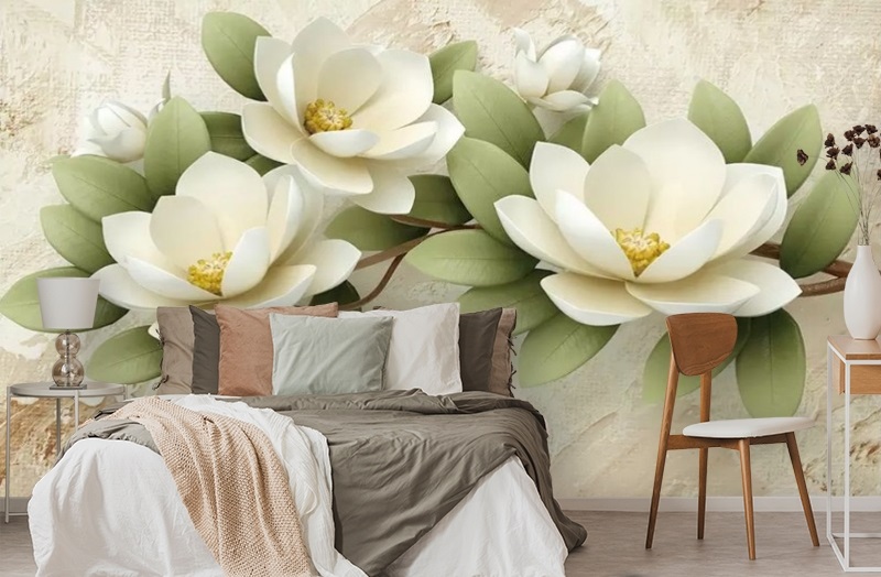 картинка 3D Фотообои "Цветы жасмина" | интернет-магазин фотообоев ARTDECO