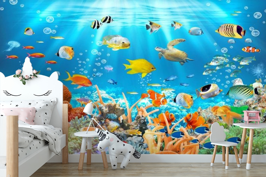 картинка 3D Фотообои «Разноцветный подводный мир» | интернет-магазин фотообоев ARTDECO