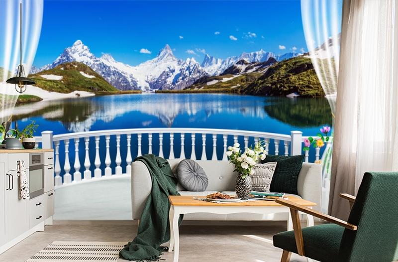 картинка 3D Фотообои  «Вид с балкона террасы на горы» | интернет-магазин фотообоев ARTDECO