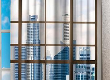 Фотошторы «Окна с панорамным видом на город»