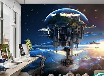 3D Фотообои «Футуристический космический замок»