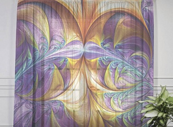 Фототюль 3D Aбстракция "Фиолетово-желтая абстракция"