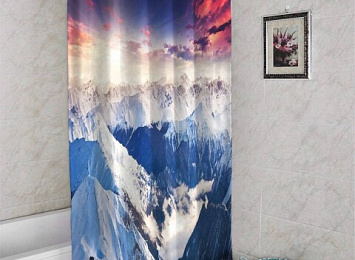 3D шторка для ванны «Рассвет в горах»