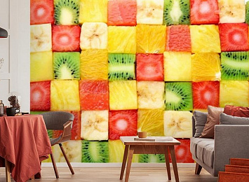 3D Фотообои «Сочные фруктовые кубики»