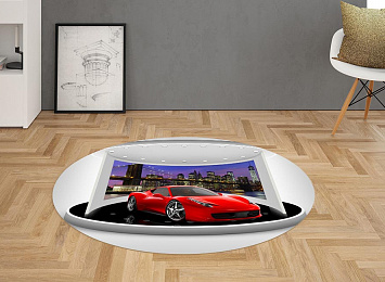 3D Ковер «Красное авто на выставочном стенде»