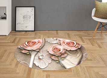 3D Ковер «Барельефная композиция с розами»