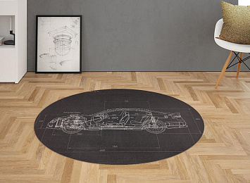 3D Ковер «Авто чертеж на темном»