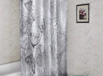 3D штора в ванную комнату «Туманная поляна»