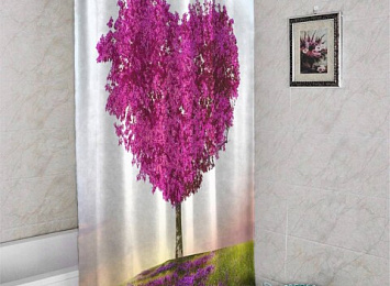 3D занавеска для ванны «Дерево - большое сердце»