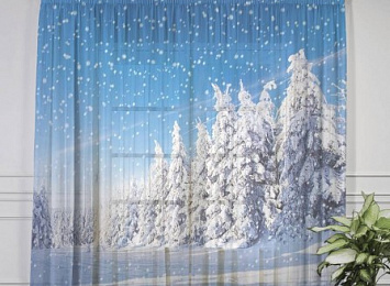Оконный 3D тюль "Зимний пейзаж"