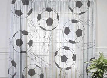 3D тюль "Узор из футбольных мячей"