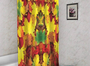 3D фотоштора для ванной «Разноцветная листва»