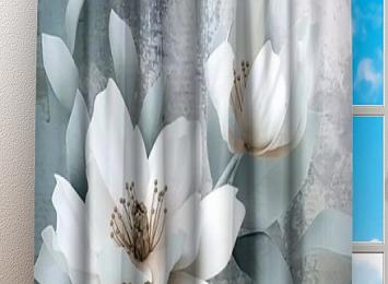 Фотошторы «Благородные белые цветы»